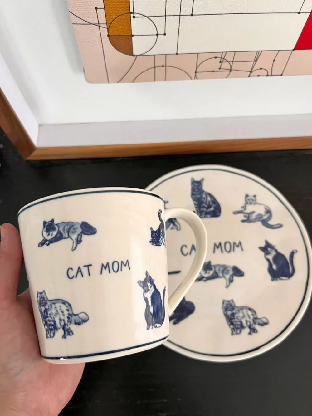 Brand New Anthropologie Molly Hatch Stoneware Cat Mom Mug / Plate Combo